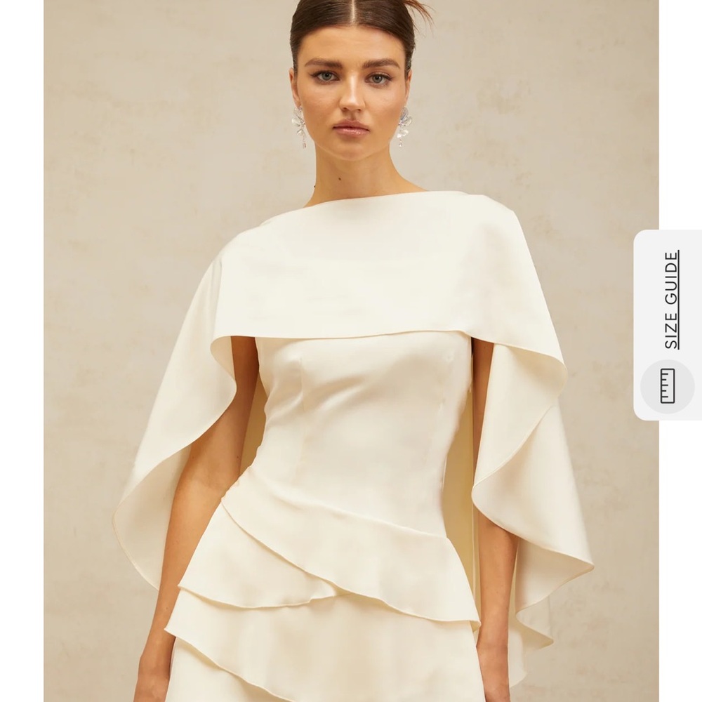Miss Rosier Lyna satin ruffled mini dress with shawl